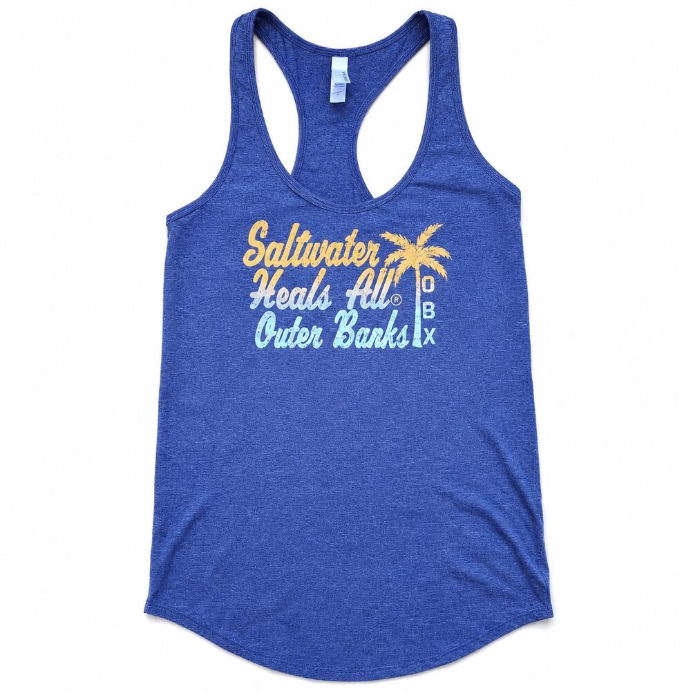 Teemax Outer Banks OBX Blue Racerback Tank Top Women’s M Beach Graphic